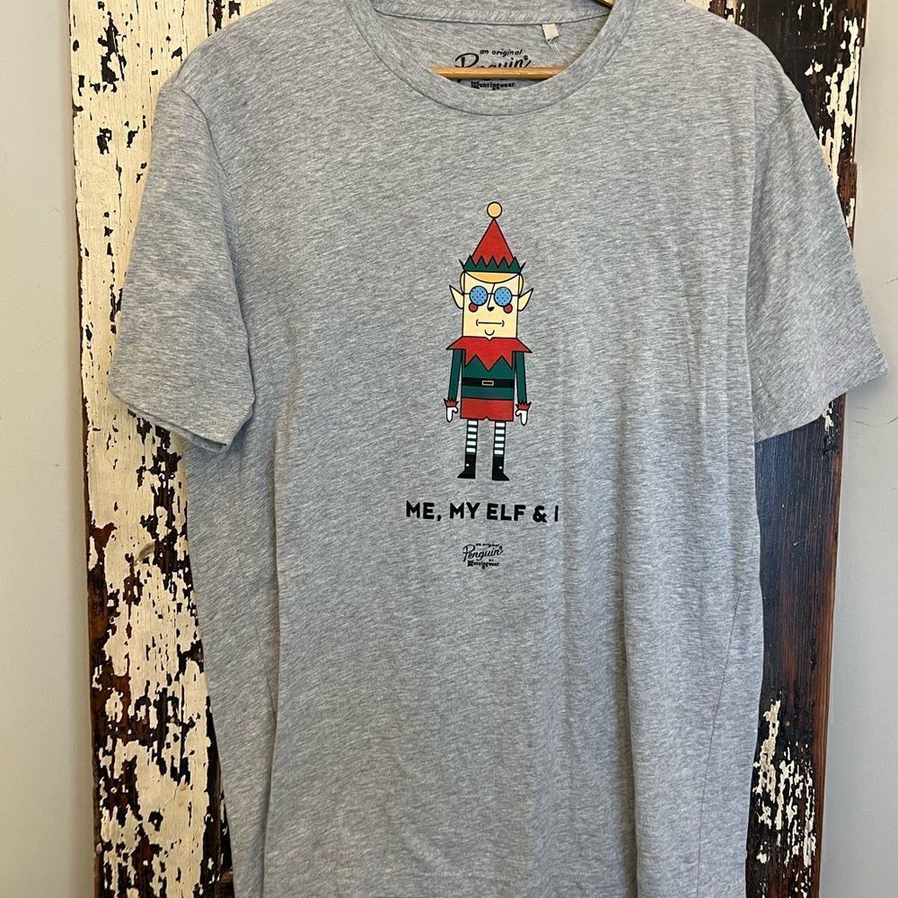 NWOT Men’s Penguin Christmas Me, My Elf and I T-shirt. Size L.